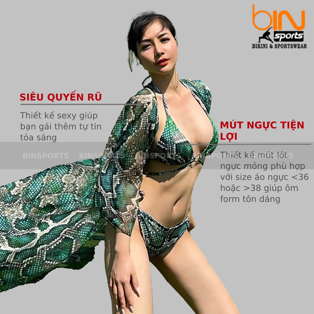 Bikini Nữ 2 Mảnh Khăn Choàng Khoác Ngoài Đồ Bơi Nữ Bin Sports BHV108
