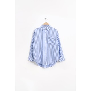 Sơ mi kẻ oversize tôm hớt