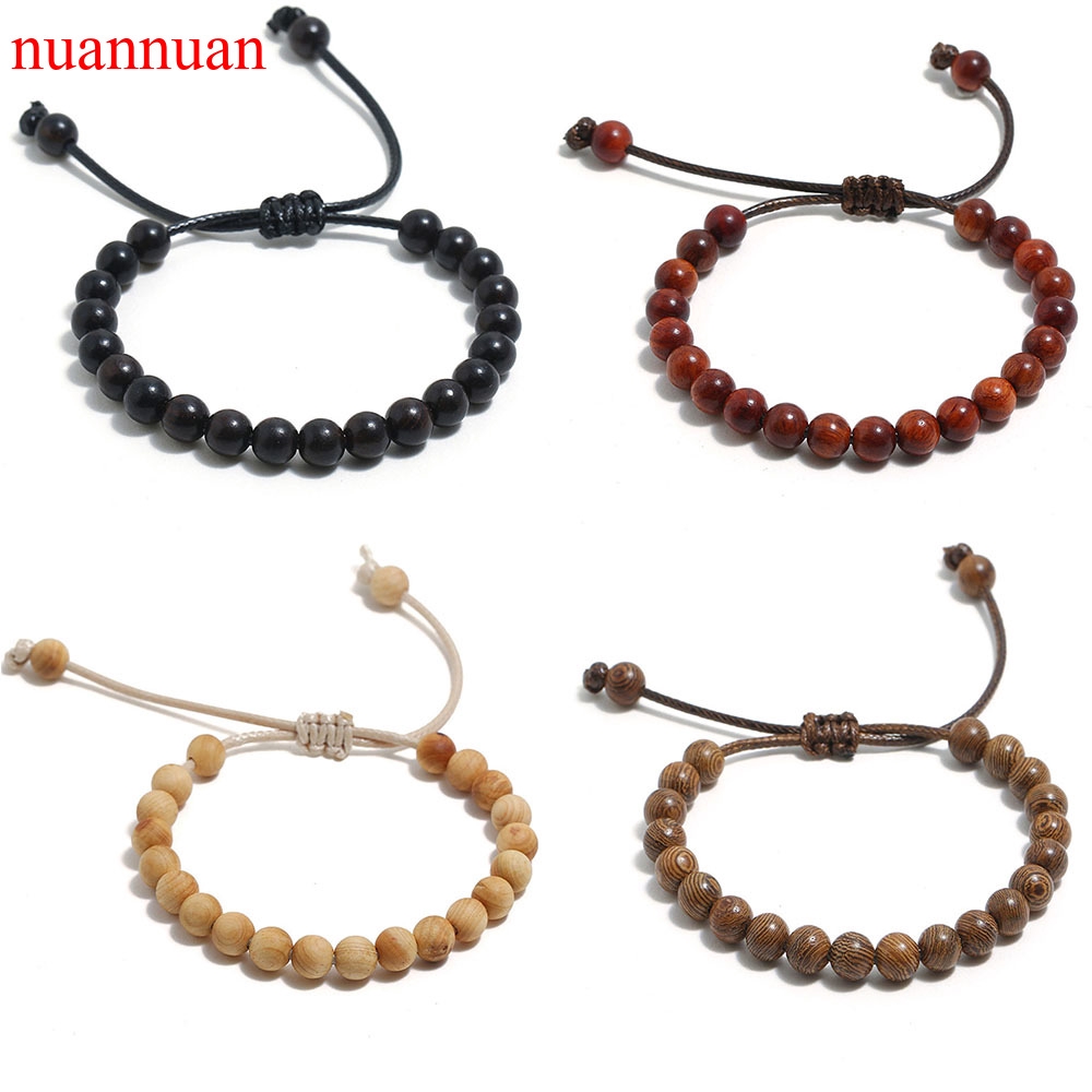 Vòng tay chuỗi hạt gỗ phong cách vintage cho nam