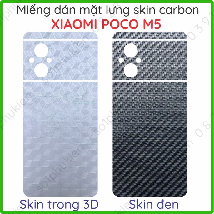 Miếng dán mặt lưng kèm cam skin carbon Xiaomi Poco M5 / M4 5G / Redmi Note 11R