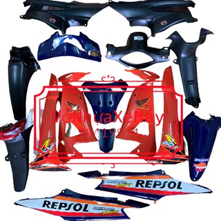Dàn áo xe wave REPSOL racing màu TÍM CAM -WAVE RS -WAVE S -WAVE các đời 2006 đến 2016 máy 100 và 50cc (TẶNG TEM REPSOL)