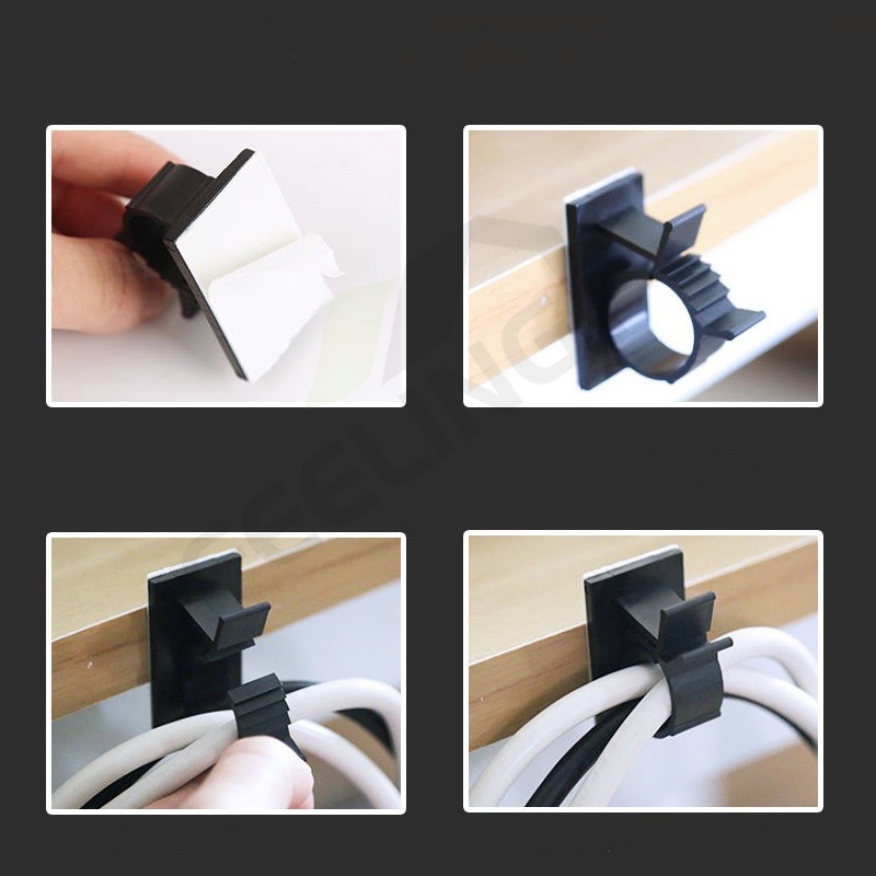 FEELING ✅Kẹp Cố Định Dây Cáp Sạc Tự Dính Tiện Dụng Cho Xe Hơi / PC / TV