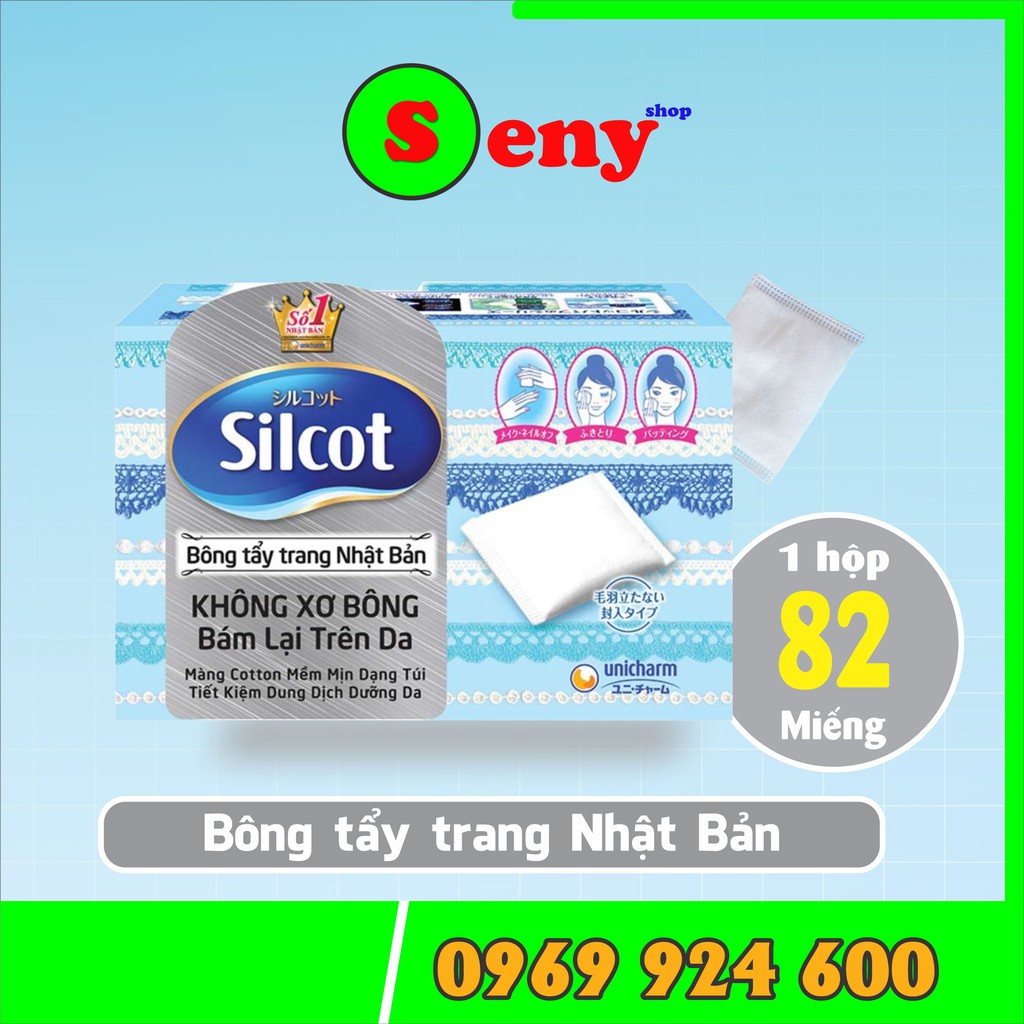 [Mã SRJULY1619 giảm 15K đơn 50K] Bông tẩy trang Silcot Velvety Touch Cotton 82 miếng/hộp