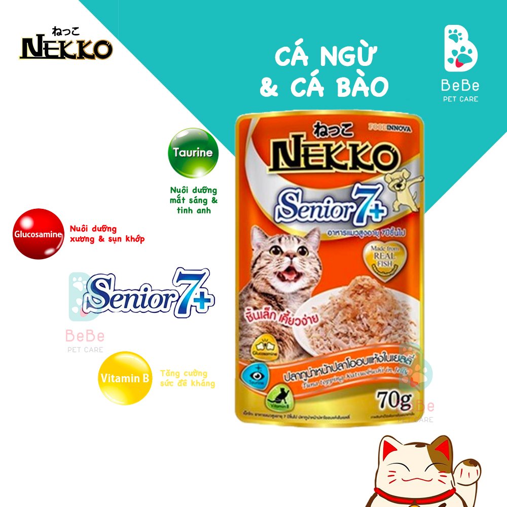 Pate NEKKO Senior 7+ Cho Mèo Trung Niên &quot;Chín Chắn&quot; - Gói 70gr Nhập Khẩu Thái Lan