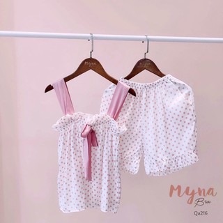 Bộ lụa dây nhún ngực: Qa216 (vui lòng gửi hình shop check trước khi đặt)