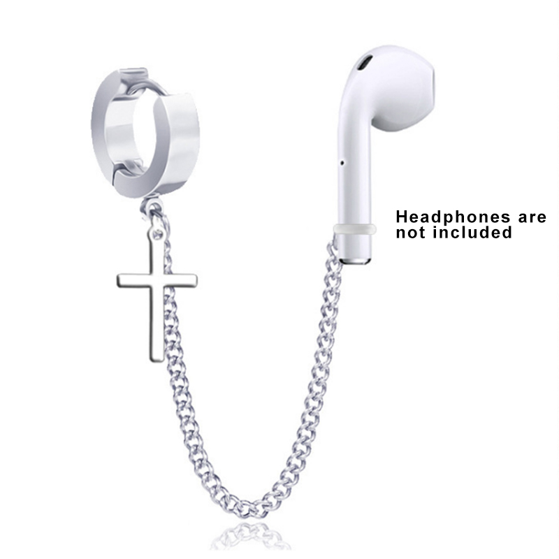 1 Khuyên chuỗi xích kẹp vành tai gắn tai nghe bluetooth chống thất lạc thời trang cho nam nữ