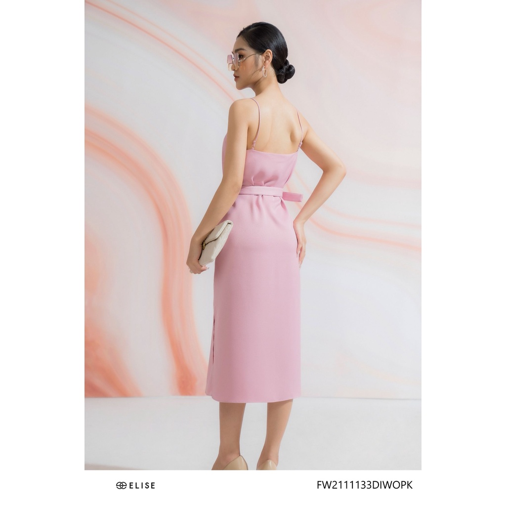 Đầm 2 dây hồng đai eo thiết kế Elise FW2111133DIWOPK
