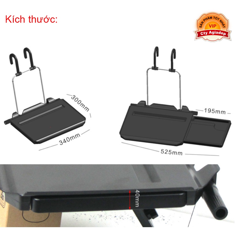 Kệ giá để đồ ăn uống, làm việc trên oto xe hơi Cartech gấp gọn