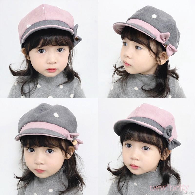 Nón beret đính nơ phong cách Hàn Quốc cổ điển xinh xắn dành cho bé gái