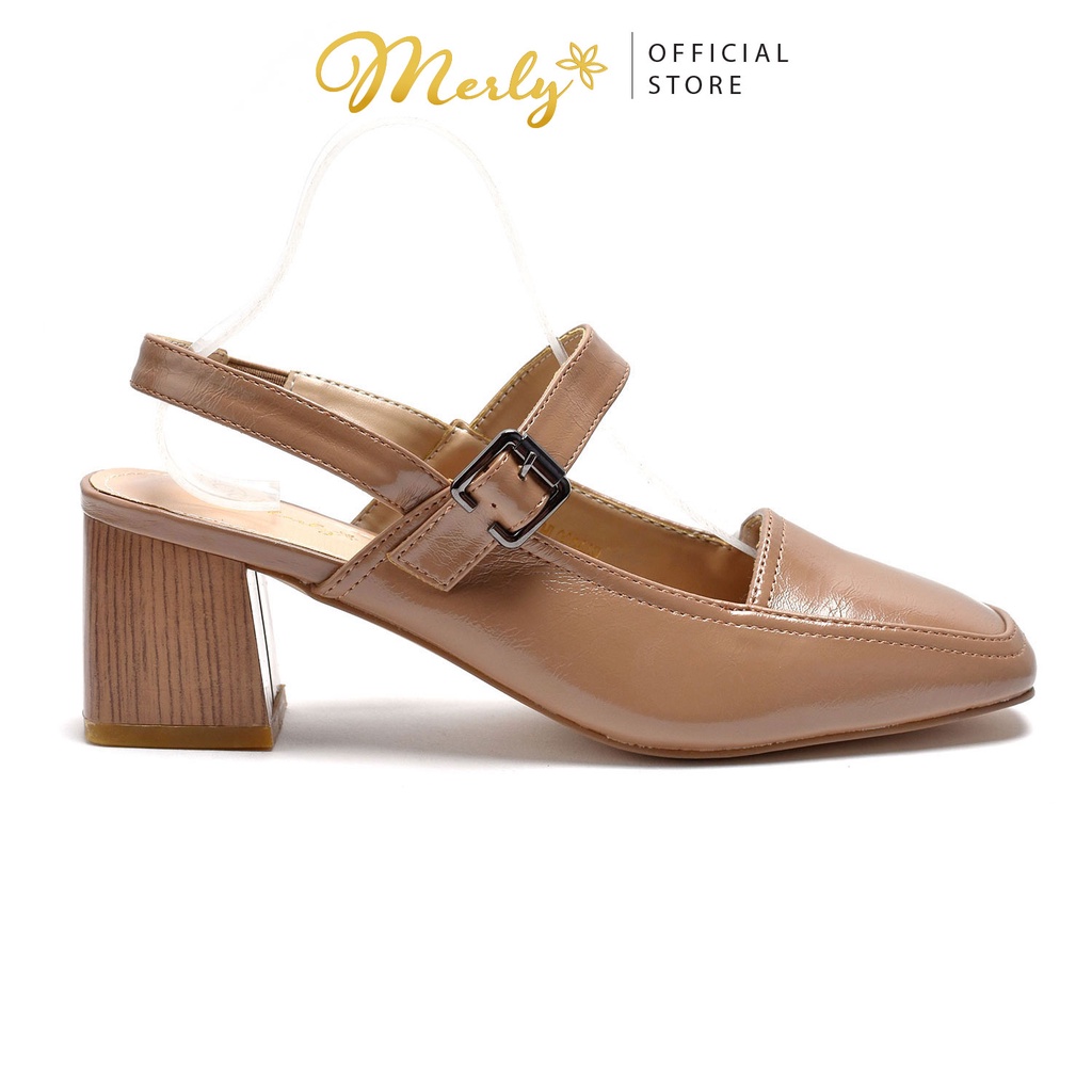Giày Slingback gót thấp mũi vuông Merly 1449