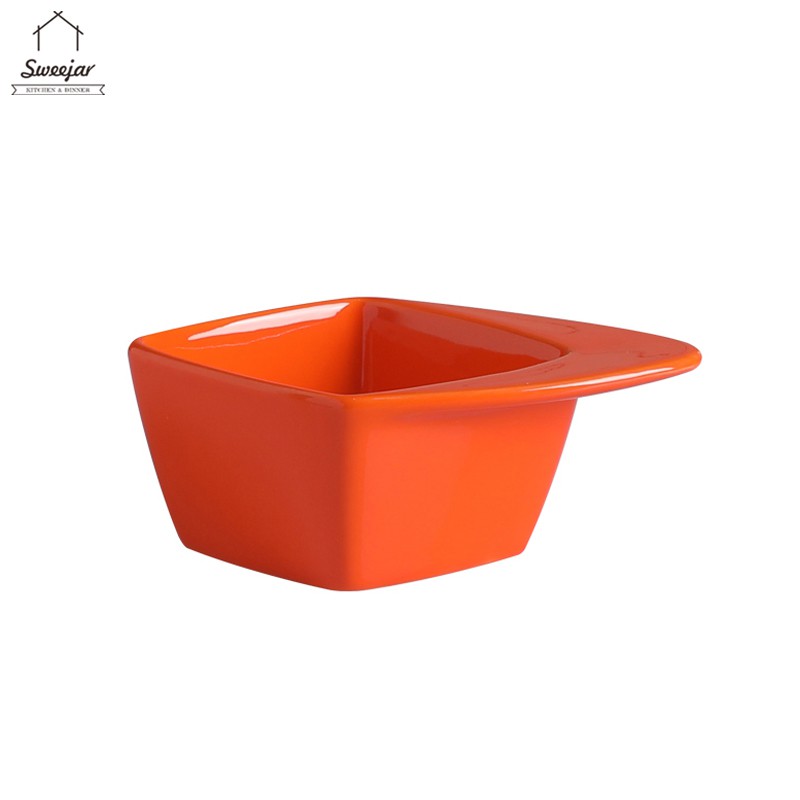 Bát gốm SWEEJAR cỡ nhỏ hình vuông có tay cầm đựng nước sốt tiện dụng