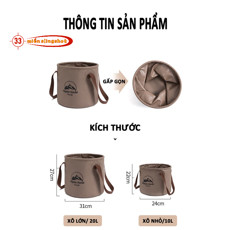 Xô đựng nước dã ngoại gấp gọn du lịch cắm trại rất tiện dụng, dễ dàng mang theo - DCP19