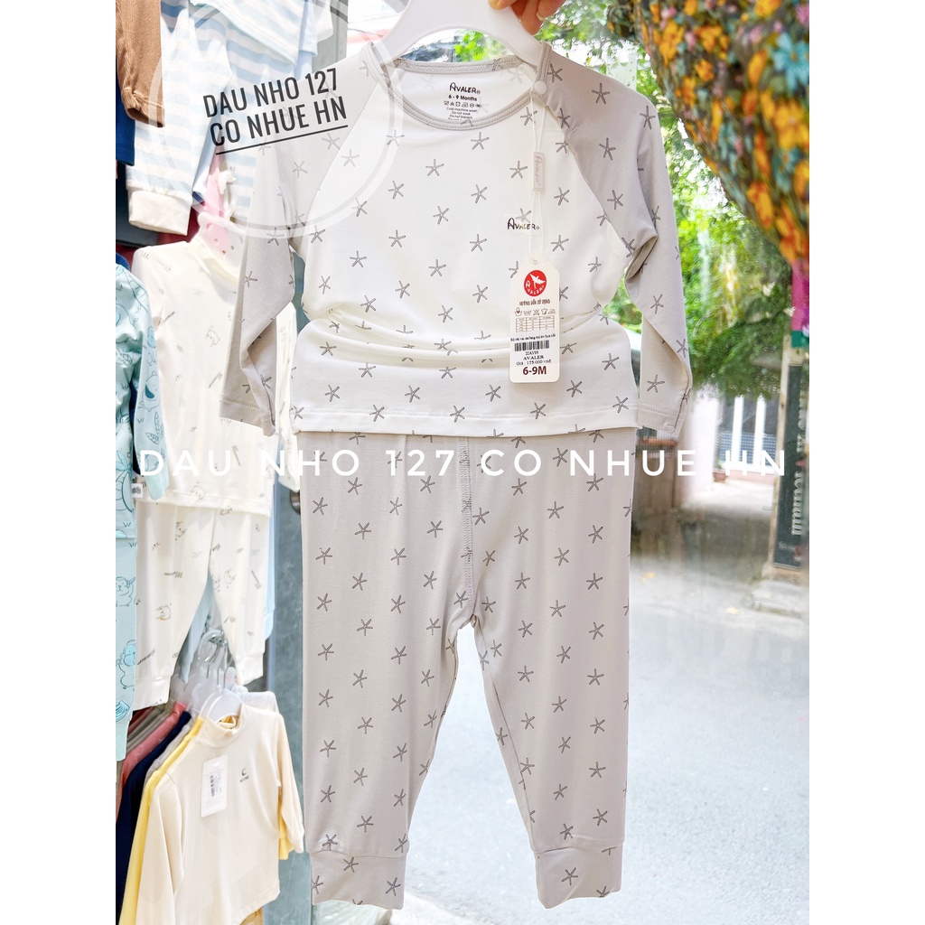 {AVALER} Bộ dài tay cài vai họa tiết cho bé chính hãng