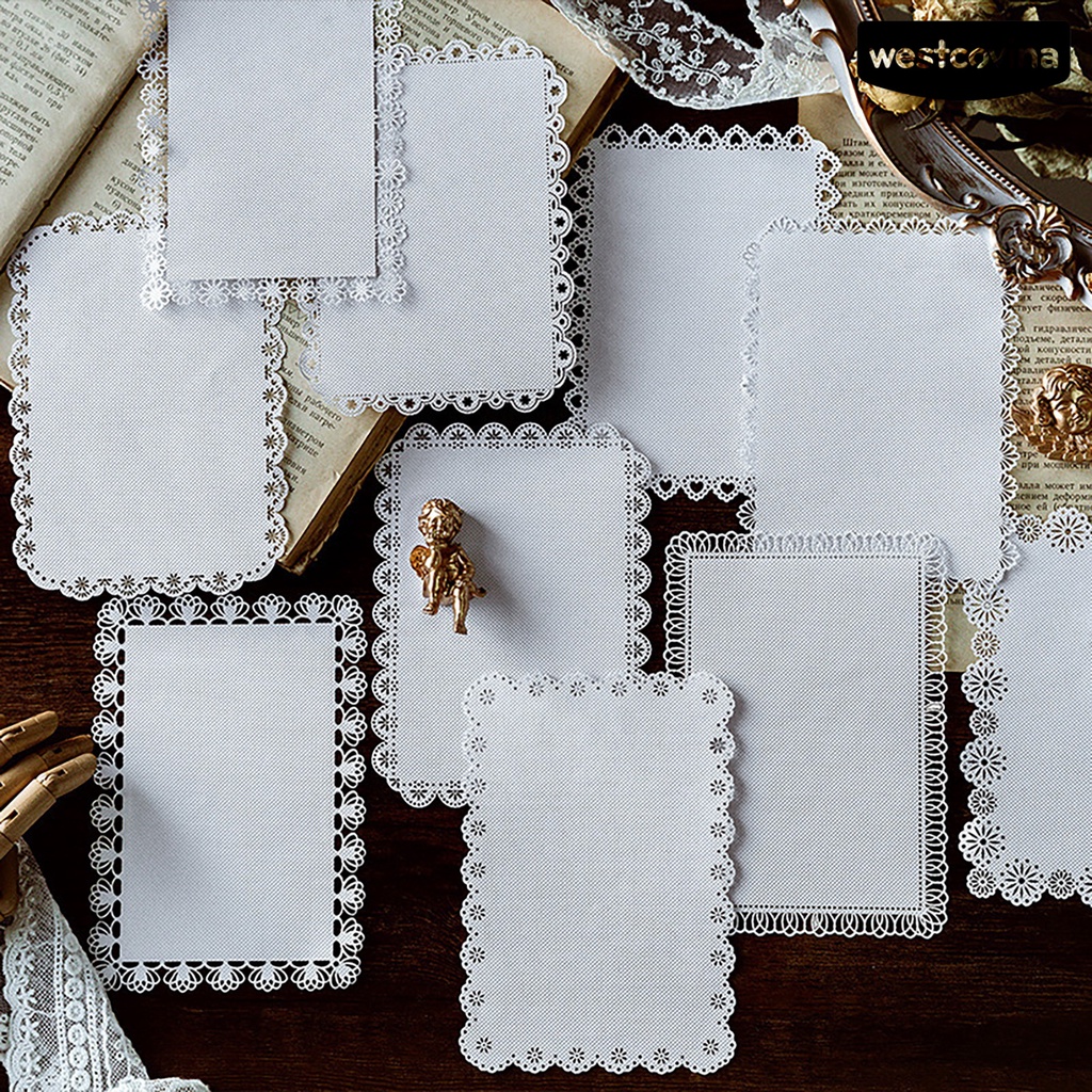 [Hot]✍Bộ 10 Sổ Tay Họa Tiết Ren Dùng Làm Đồ Thủ Công Nhẹ Nhàng