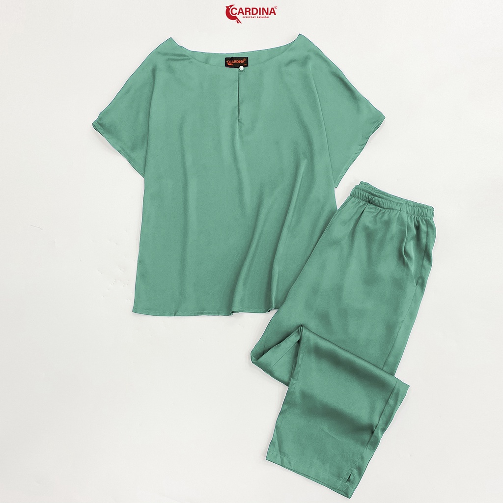 Đồ Bộ Nữ 𝐂𝐀𝐑𝐃𝐈𝐍𝐀 Chất Lụa Satin Nhật Cao Cấp Quần Lửng Áo Cộc Tay Đính Cúc Ngọc 2SF03