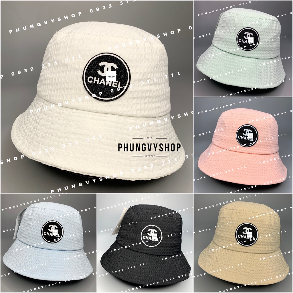 Mũ bucket tai bèo vành basic unisex nam nữ - BO XỐP LOGO TRÒN CHÀ EO KIM - nón cụp sụp
