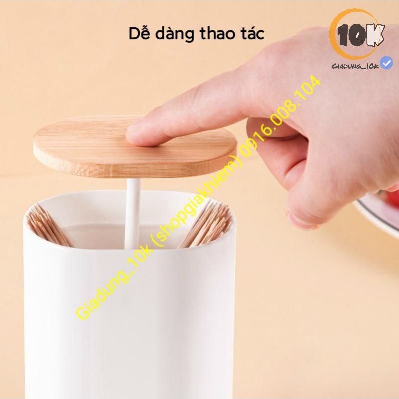 Lọ Đựng Tăm Nắp Tre 4 Ngăn Tiện Lợi (a10)