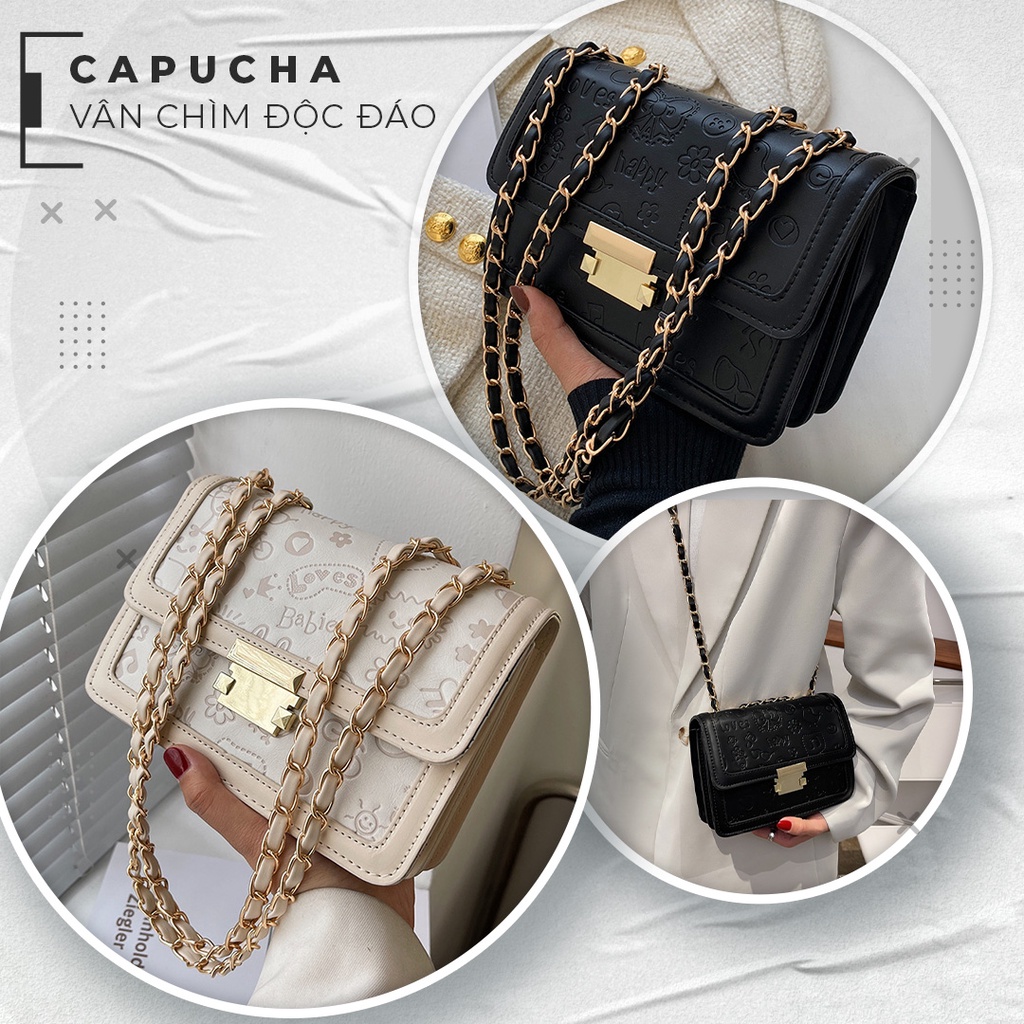 Túi xách nữ đeo 2 kiểu họa tiết chìm cực đỉnh cao phong cách Hàn Quốc Capucha T129