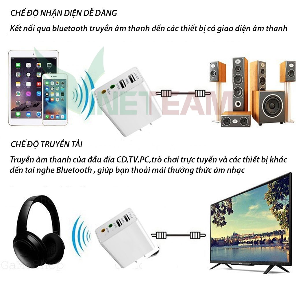 Bộ Thu Và Phát Bluetooth 5.0 Đa Năng 4 In 1 Dongle XYH-D80 Audio Receiver Transmitter Wireless -dc4256