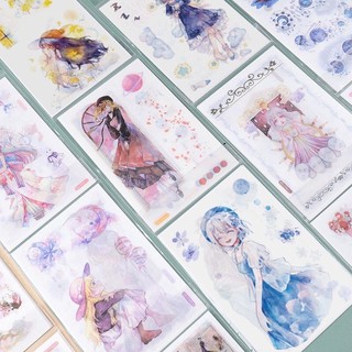 Kimitape 6 tấm sticker hình dán dễ thương nhiều mẫu làm Bullet Journal