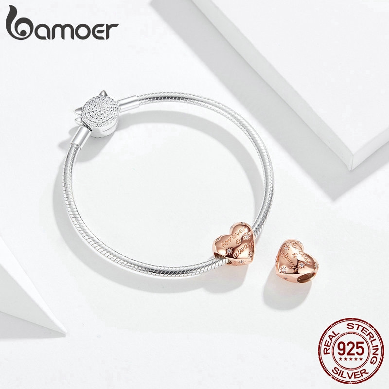 Mặt trang sức Bamoer hình trái tim lấp lánh bằng bạc sterling 925 dùng làm nữ trang