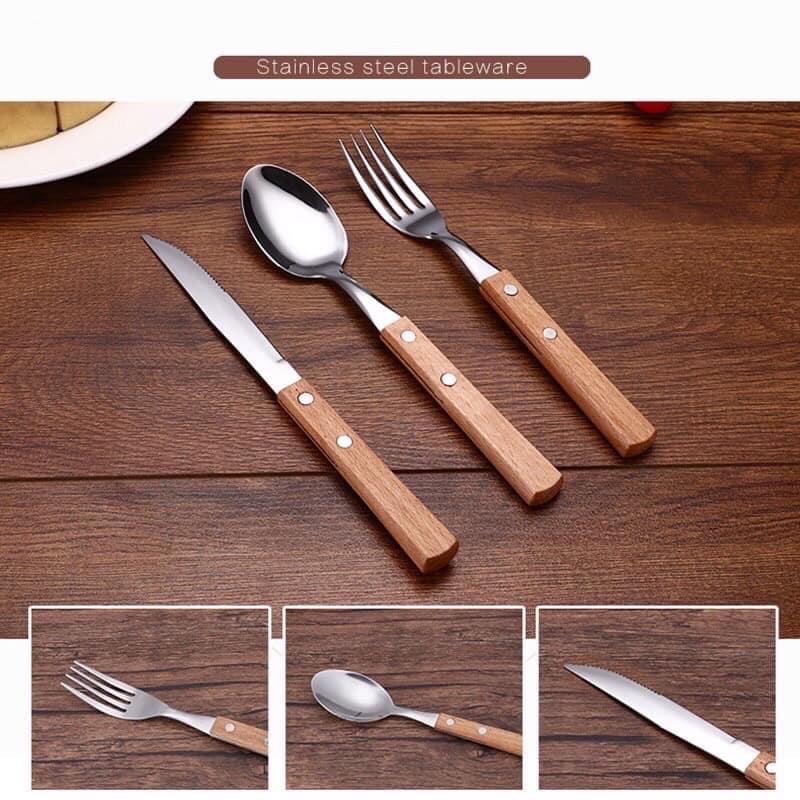 Bộ dao Nhật Muỗng - Dĩa - Thìa Bằng Inox 304 cán gỗ sang trọng, CORBIN_STORE