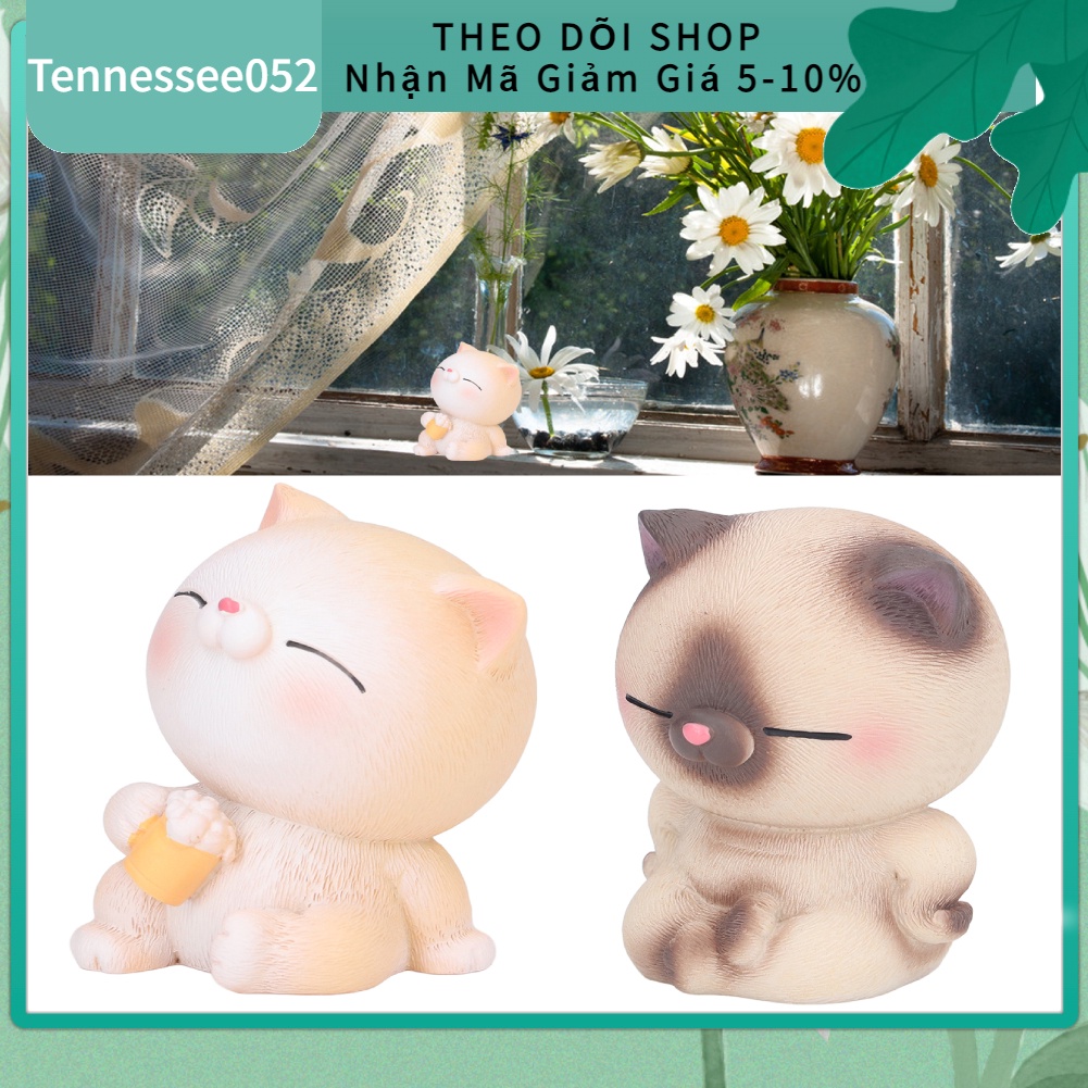 Mô hình chú mèo dễ thương để bàn trang trí bằng nhựa resin