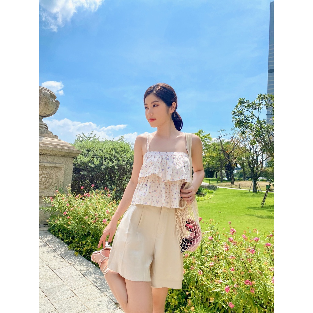 Quần short nữ ống rộng dáng ngố vải đũi MIEU - HO20