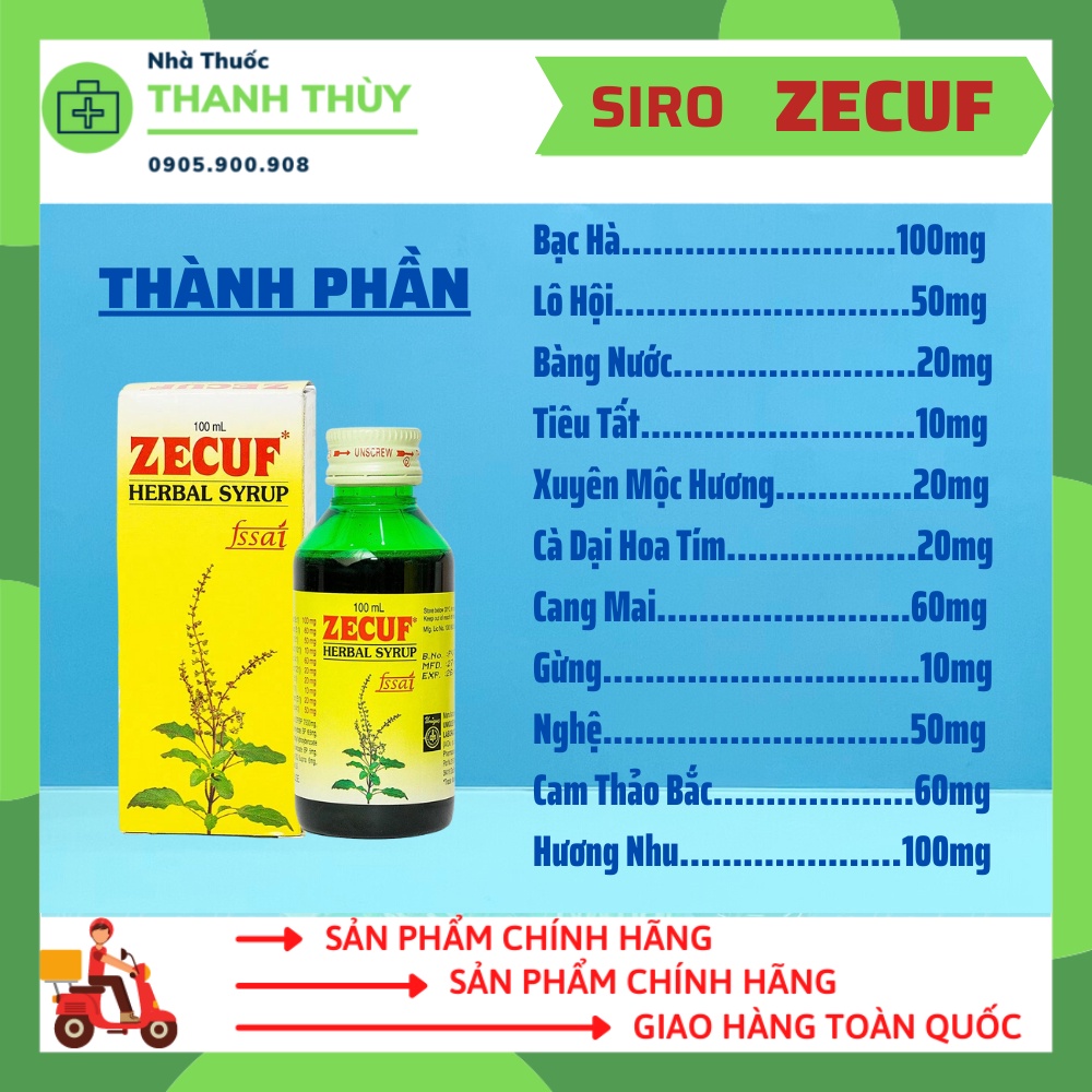 Siro Ho Thảo Dược Zecuf  Hỗ Trợ Giúp Bổ Phế, Giảm Ho, Làm Dịu Mát Cổ Họng Và Làm Giảm Cảm Giác Khó Chịu