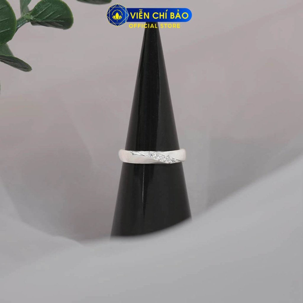 Nhẫn bạc nữ một hàng đá chéo chất liệu bạc 925 thời trang phụ kiện trang sức Viễn Chí Bảo N700410