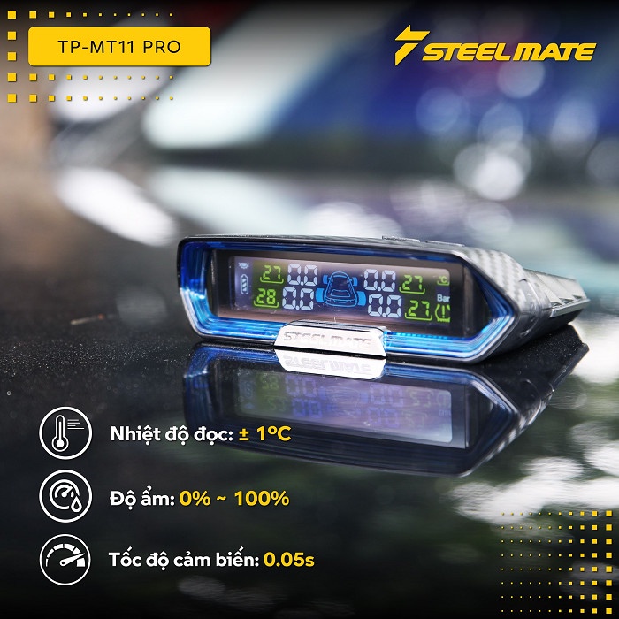 Cảm biến áp suất lốp STEELMATE TP-MT11 Pro - Hàng chính hãng bảo hành 3 năm