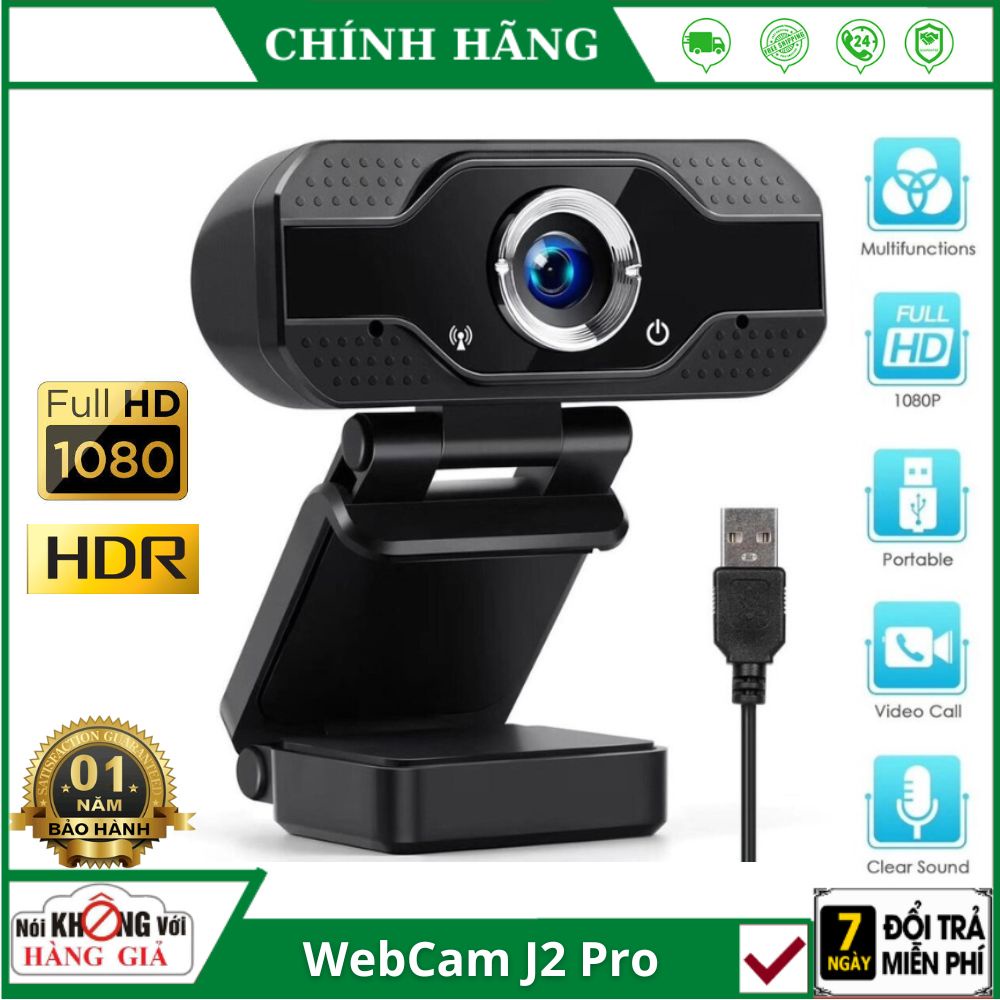 Webcam máy tính J2 Pro có mic full hd 1080p full box siêu nét dùng cho