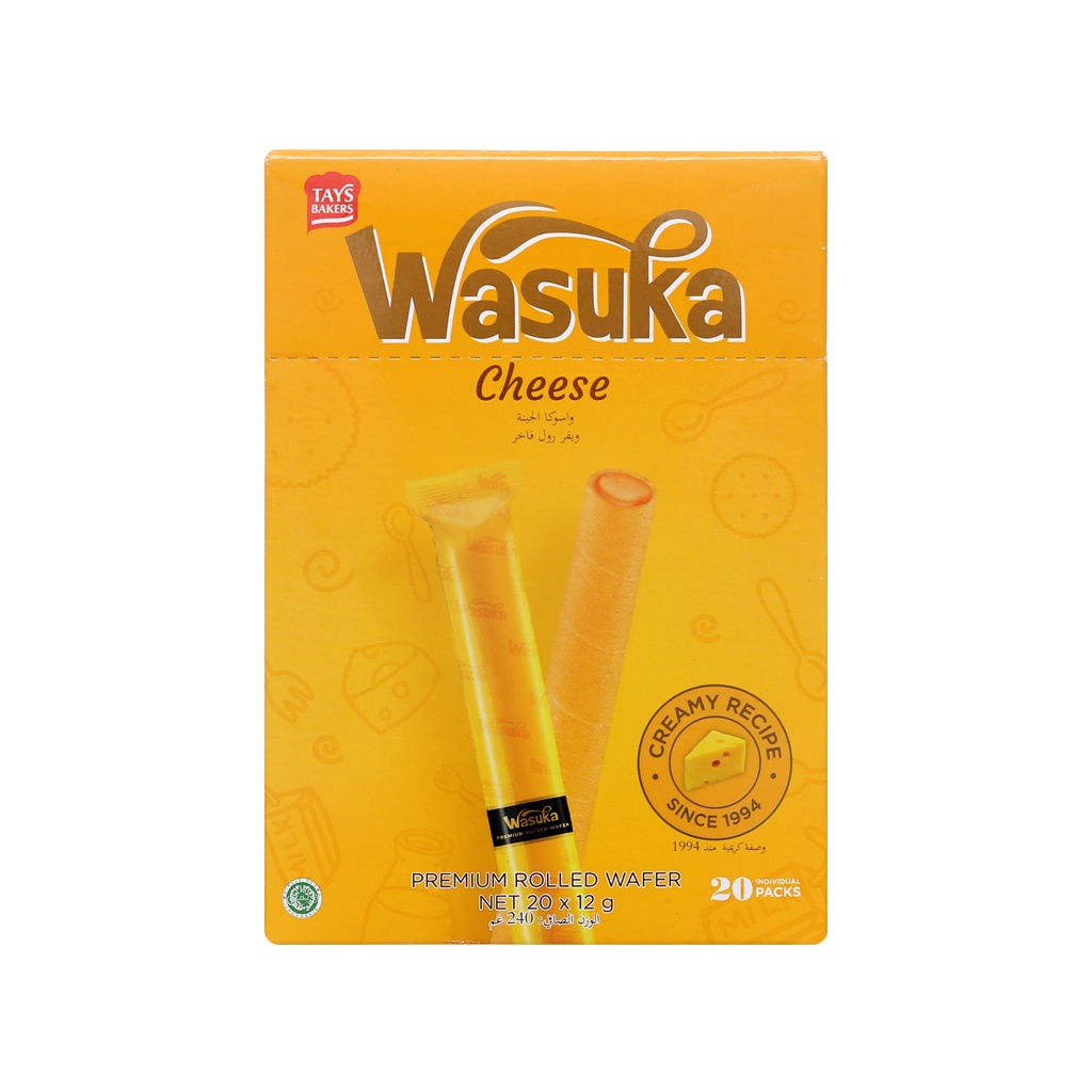 Bánh Quế Wasuka Premium Rolled Wafer Vị Phô Mai Cheese Hộp 240g