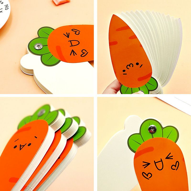 Sổ tay mini cà rốt, flashcard đinh tán xoay vòng ghi chú tiện dụng  hình dễ thương
