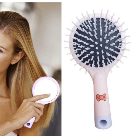 Lược chải tóc massage da đầu chống tĩnh điện có gương tiện dụng