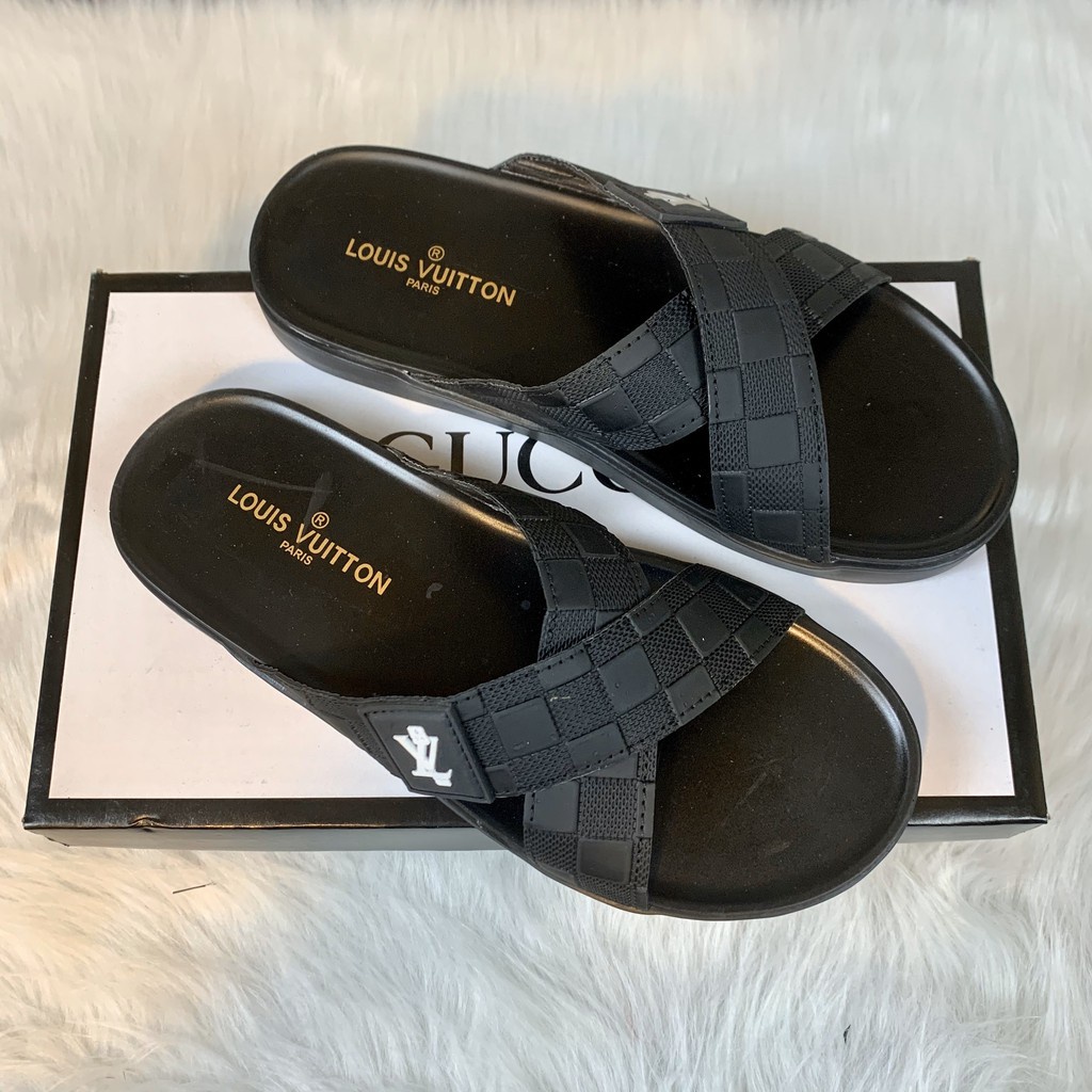 Dép quai chéo LOUIS VUITTON dép Unisex nam nữ đế cao su êm chân bền chắc thời trang