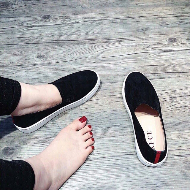 [Flash sale 99k] Giày lười da lộn đen đơn giản dễ đi dễ phối đồ
