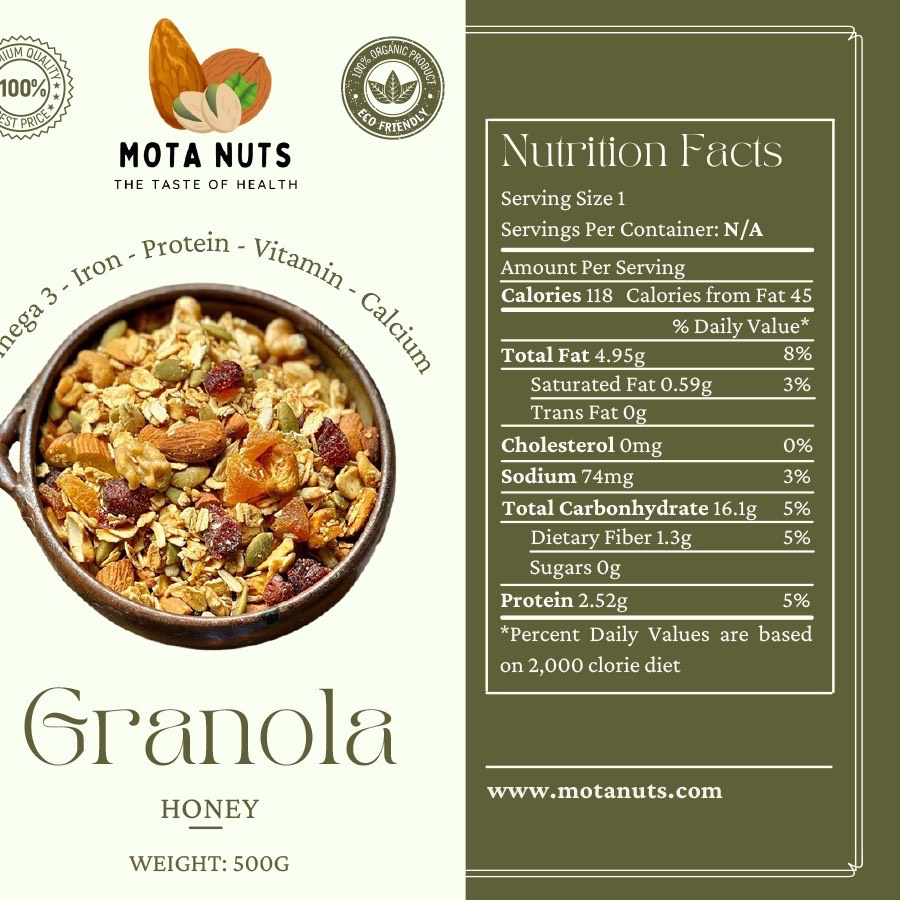 Ngũ cốc Granola motanuts nhập khẩu siêu hạt hộp 500 g