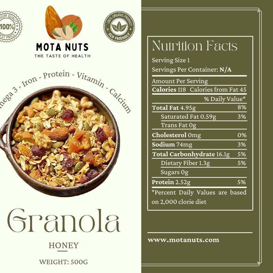 Ngũ cốc Granola motanuts nhập khẩu siêu hạt hộp 500 g