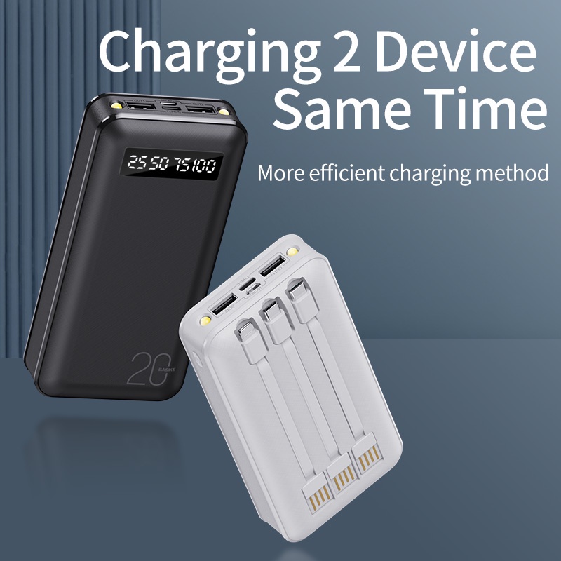 Sạc Dự Phòng Kèm Cáp sạc 20000mAh BASIKE - Đa chức năng Sạc Dự Phòng - Bảo hành 12 tháng