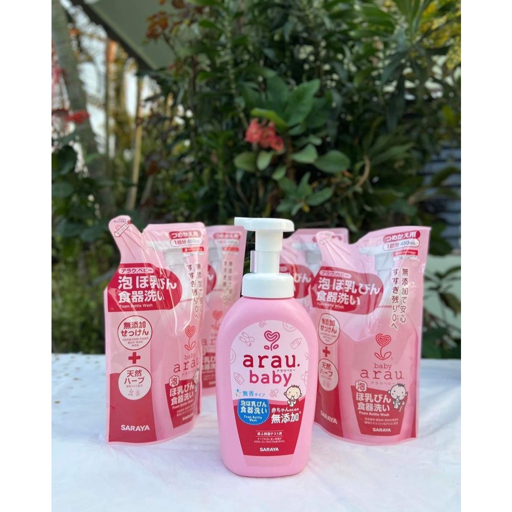Nước rửa bình sữa Arau Baby Nhật Bản chai 500ml/túi 450ml