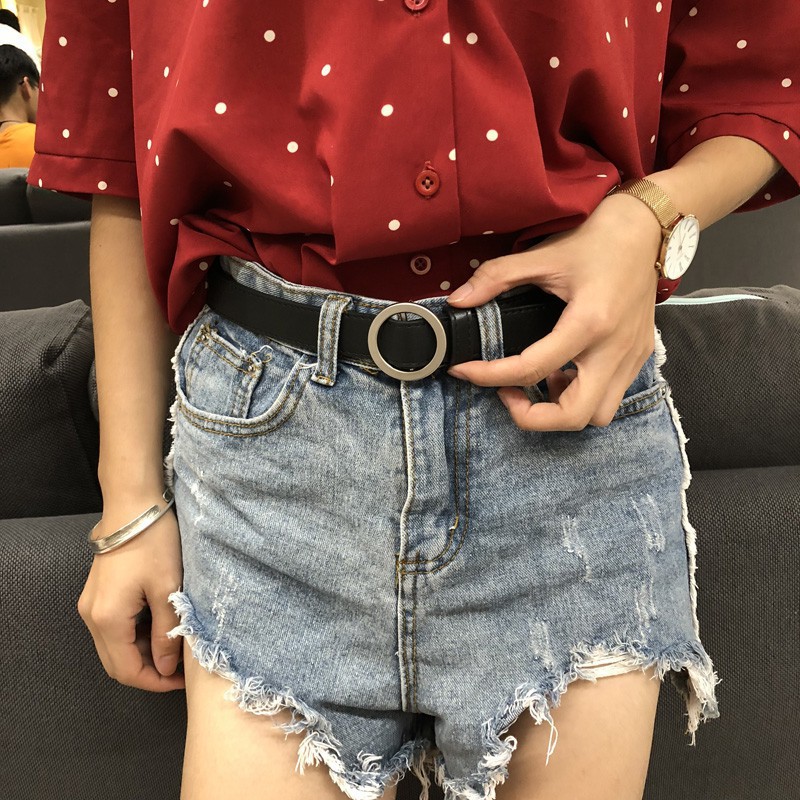 Thắt Lưng Da Pu Khóa Trái Tim Xinh Xắn Thời Trang Hàn Quốc