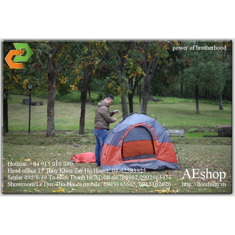 Lều cắm trại 3-4 người lều dã ngoại 2 lớp chống bão