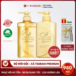 Bộ Đôi Dầu Gội Và Xả Tsubaki Màu Vàng Phục Hồi, Ngăn Rụng Tóc - Tsubaki Premium Repair (490ml/chai)