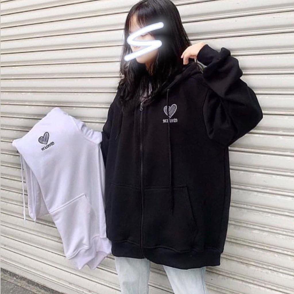 ÁO KHOÁC HOODIE HÀN QUỐC TRÁI TIM THÊU UNISEX | BigBuy360 - bigbuy360.vn