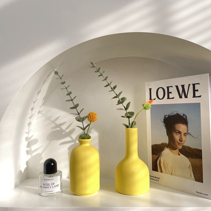 Lọ Hoa Bằng Gốm Màu Vàng Đơn Giản Hiện Đại Phong Cách Bắc Âu Trang Trí Nhà Cửa