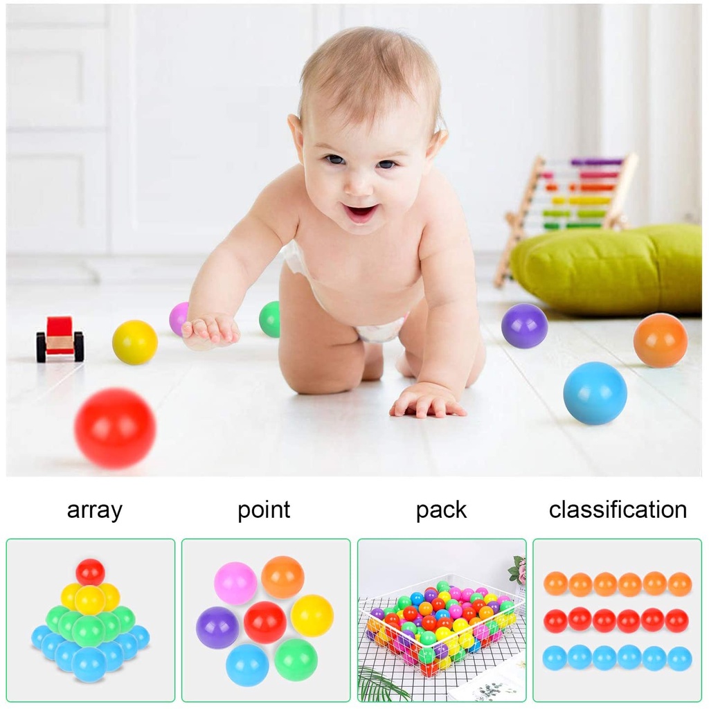 Set 100/ 200 quả bóng nhựa mềm kích thước 5.5cm/ 7cm nhiều màu sắc dành cho trẻ em
