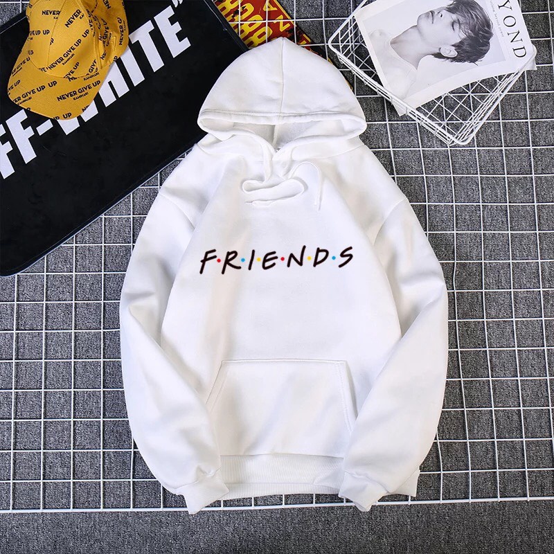 Áo hoodie nam nữ in chữ friends vải nỉ bông mềm mịn nón 2 lớp