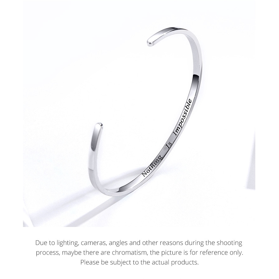 Vòng tay BAMOER CB160 bằng bạc 925 phối chữ độc đáo cho nam nữ