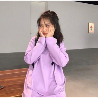 UNISEX - LONGTEE - ÁO THUN TAY DÀI MÀU TÍM NHẠT ULZZANG - ÁO THUN TRƠN TAY DÀI NAM NỮ